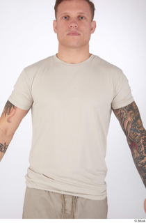 Gilbert beige t-shirt casual dressed upper body 0001.jpg